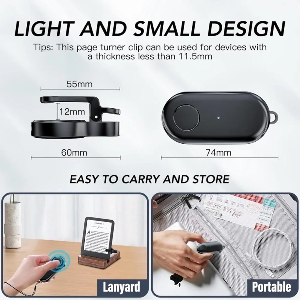 NEW Remote Page Turner for Kindle, iPad & Tablets – Wireless Reading Clicker